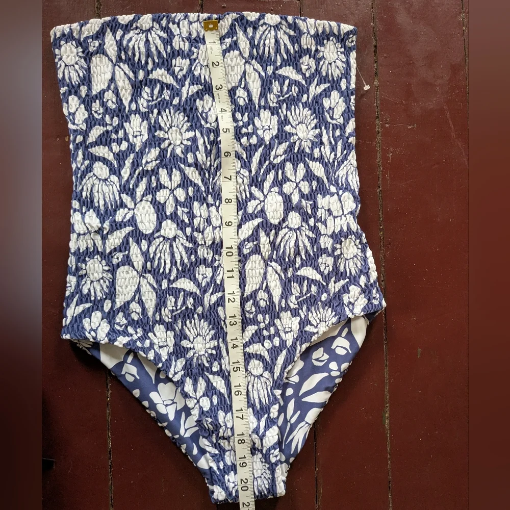 NWOT Aila Blue Costa Organic Flora Tropical Floral One-Piece Swimsuit Sz Medium
